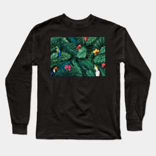 Tropical rainforest with birds Long Sleeve T-Shirt